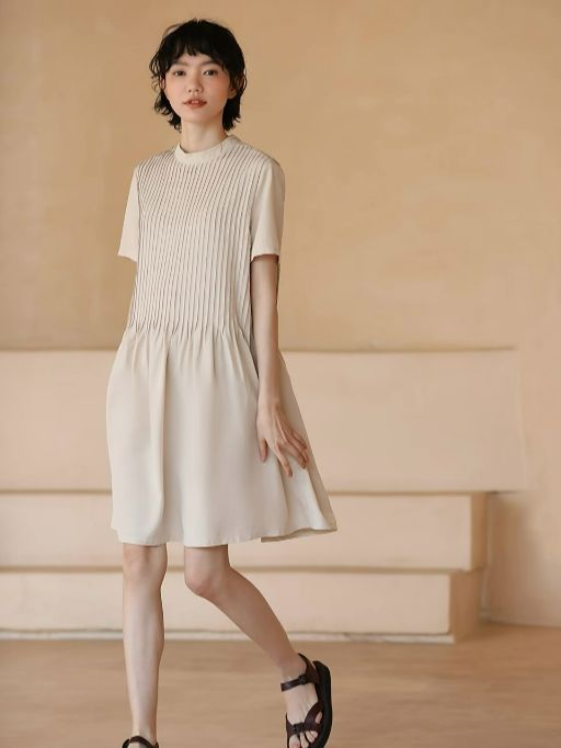 Hadlee Round Collar Pleated Babydoll Dress