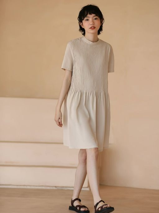 Hadlee Round Collar Pleated Babydoll Dress