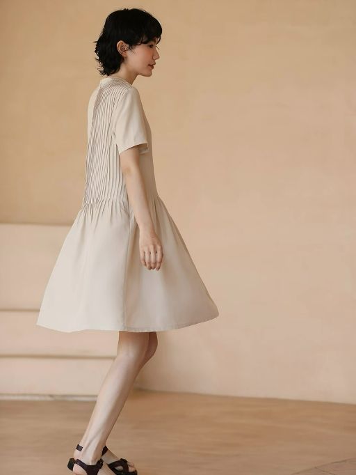 Hadlee Round Collar Pleated Babydoll Dress