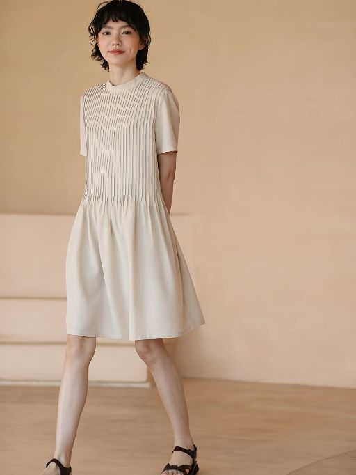 Hadlee Round Collar Pleated Babydoll Dress