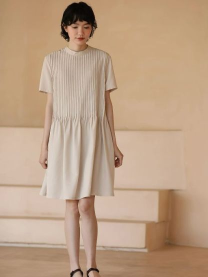 Hadlee Round Collar Pleated Babydoll Dress