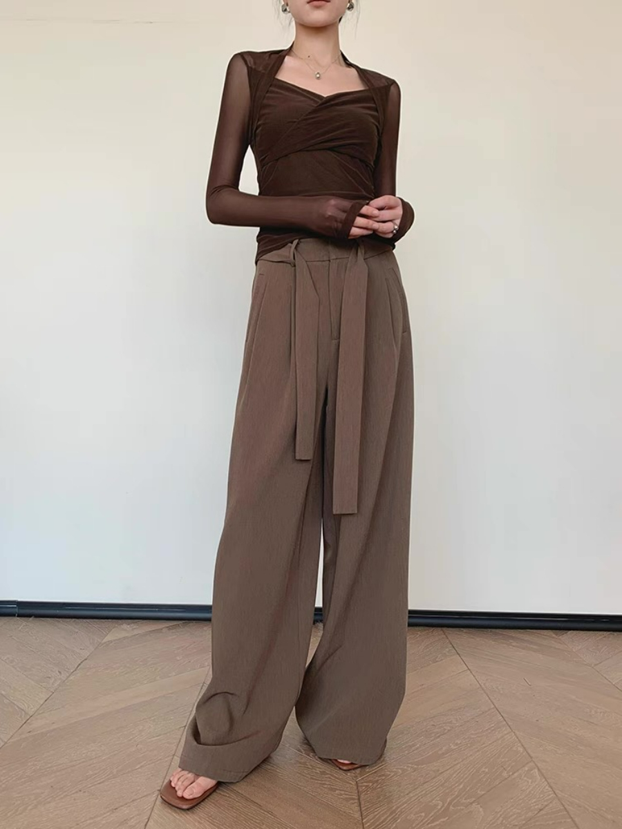 Xilenia Queen Anne Collar Sheer Sleeve Top
