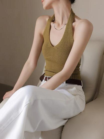 Xureila Halter Neck Knit Top