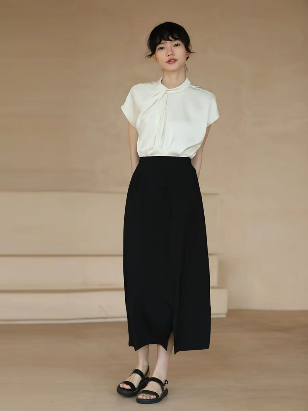 Harmonit Asymmetric Collar Blouse