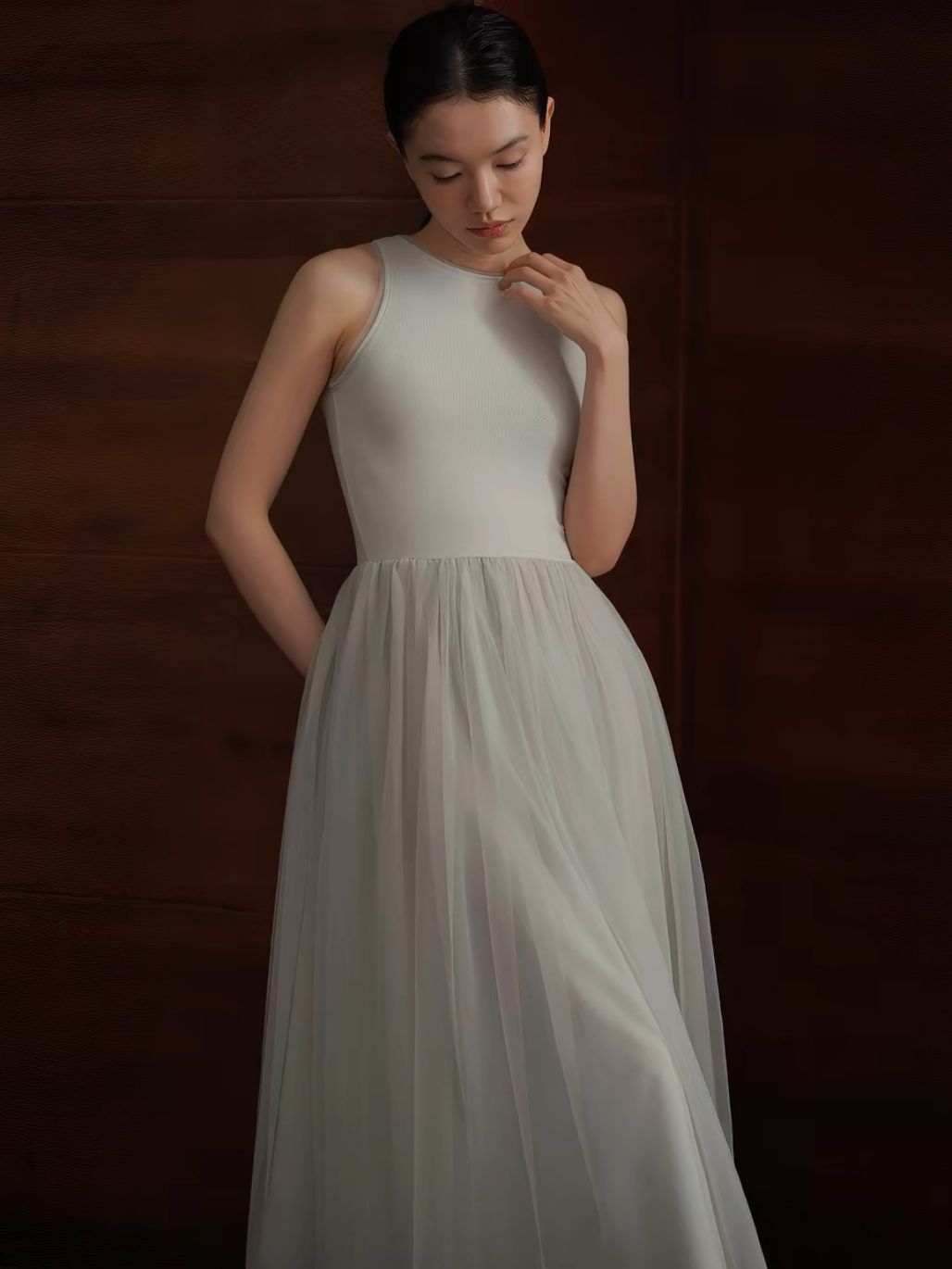 Harriet Knit-Mesh Panel Dress
