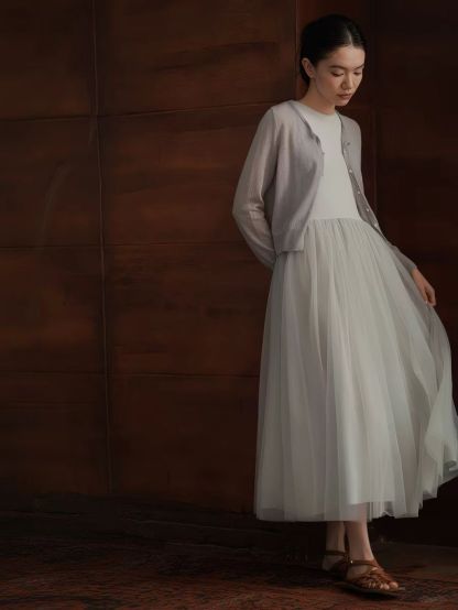 Harriet Knit-Mesh Panel Dress