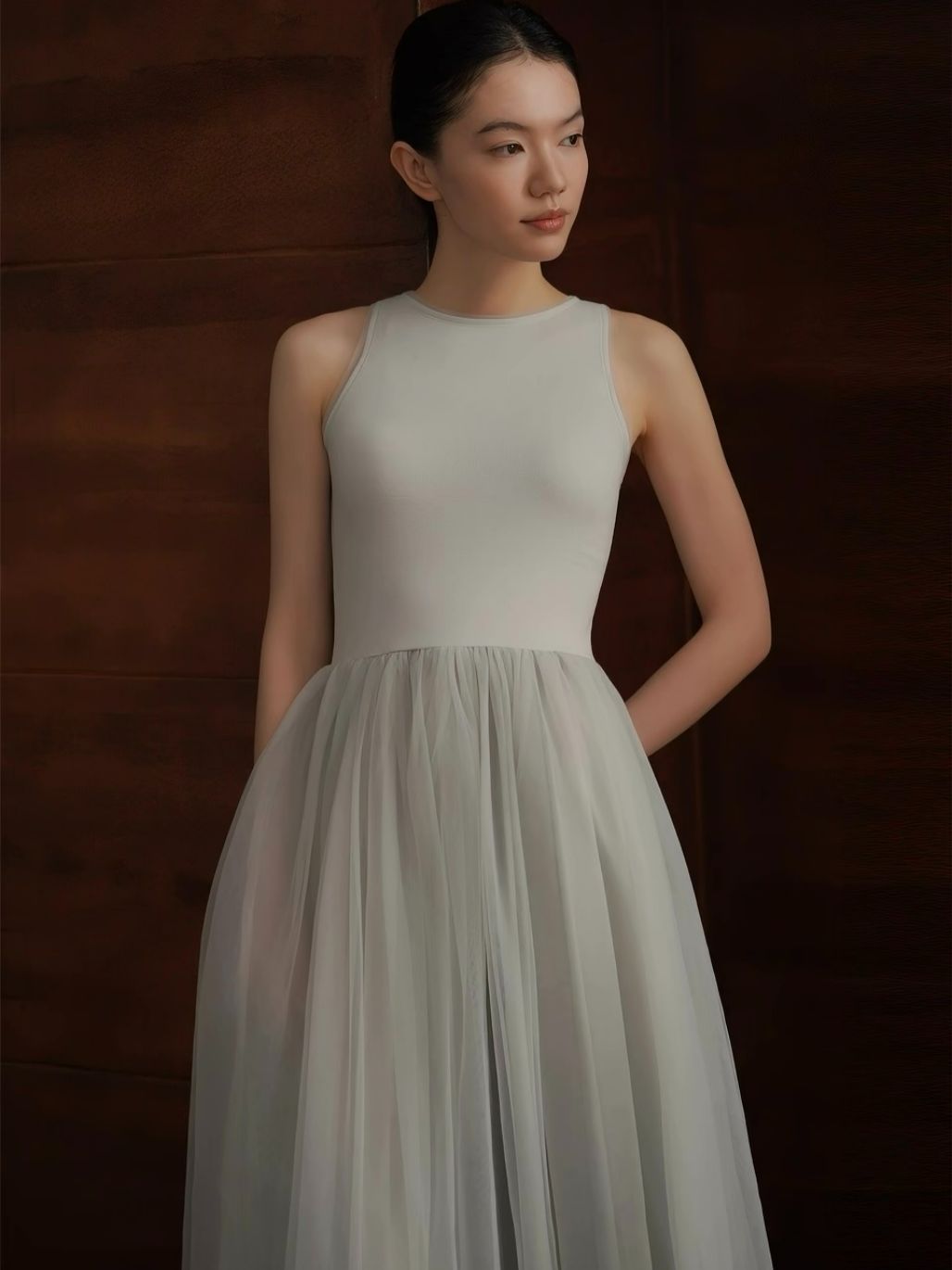 Harriet Knit-Mesh Panel Dress