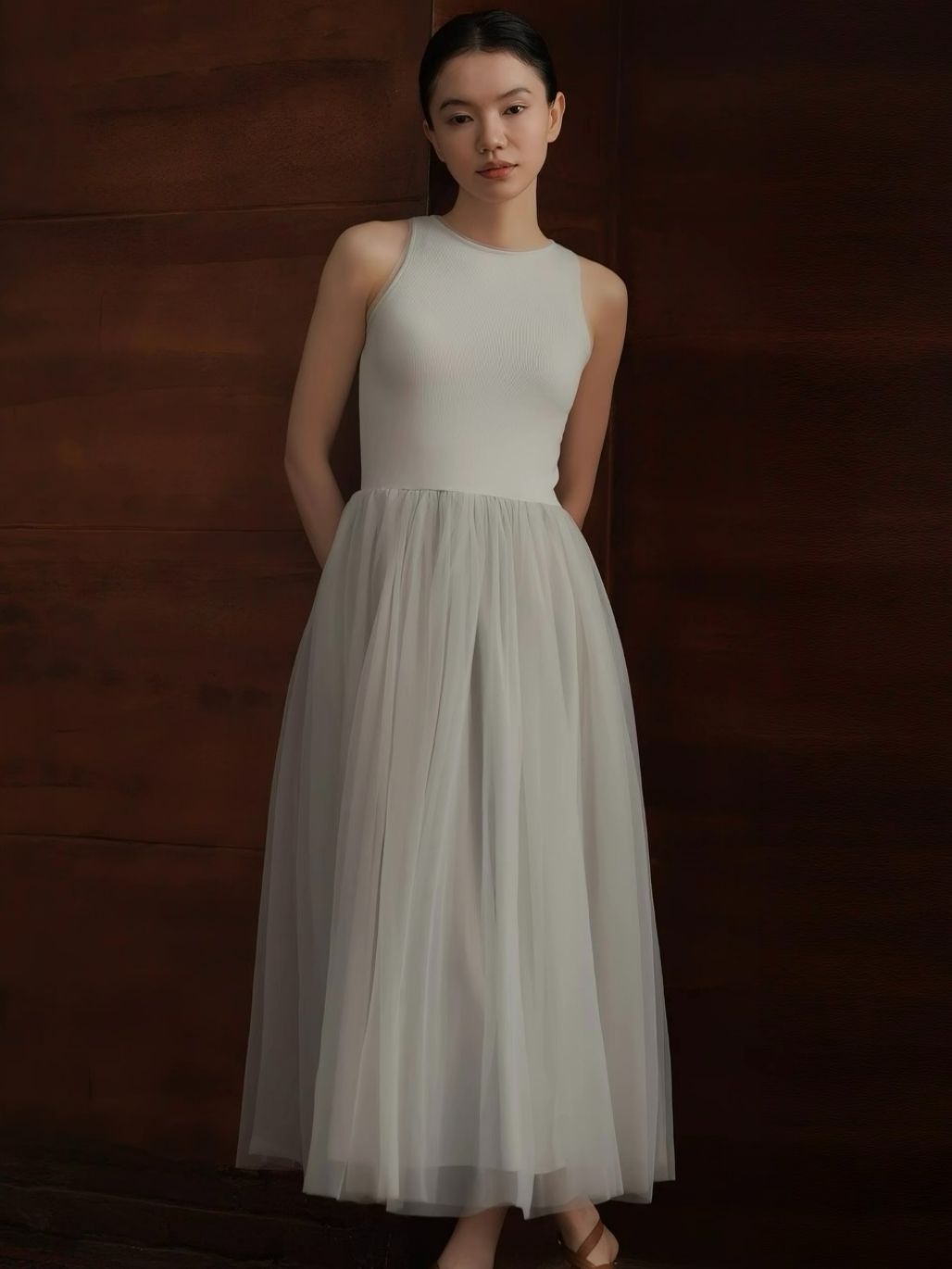 Harriet Knit-Mesh Panel Dress