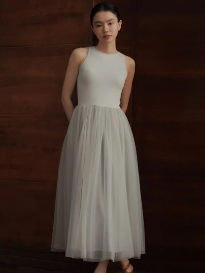 Harriet Knit-Mesh Panel Dress