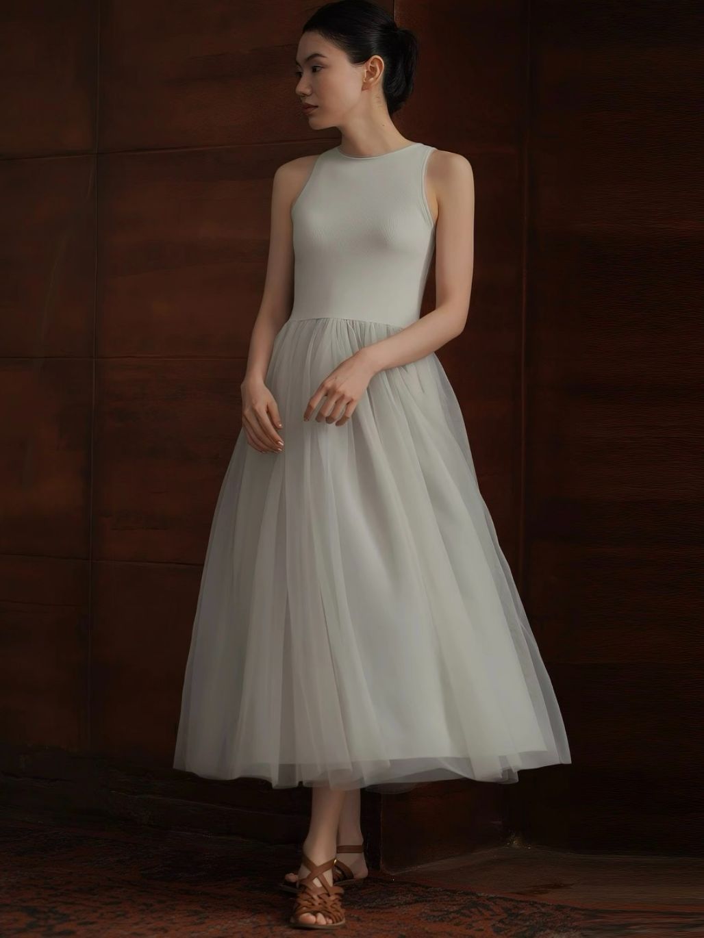 Harriet Knit-Mesh Panel Dress