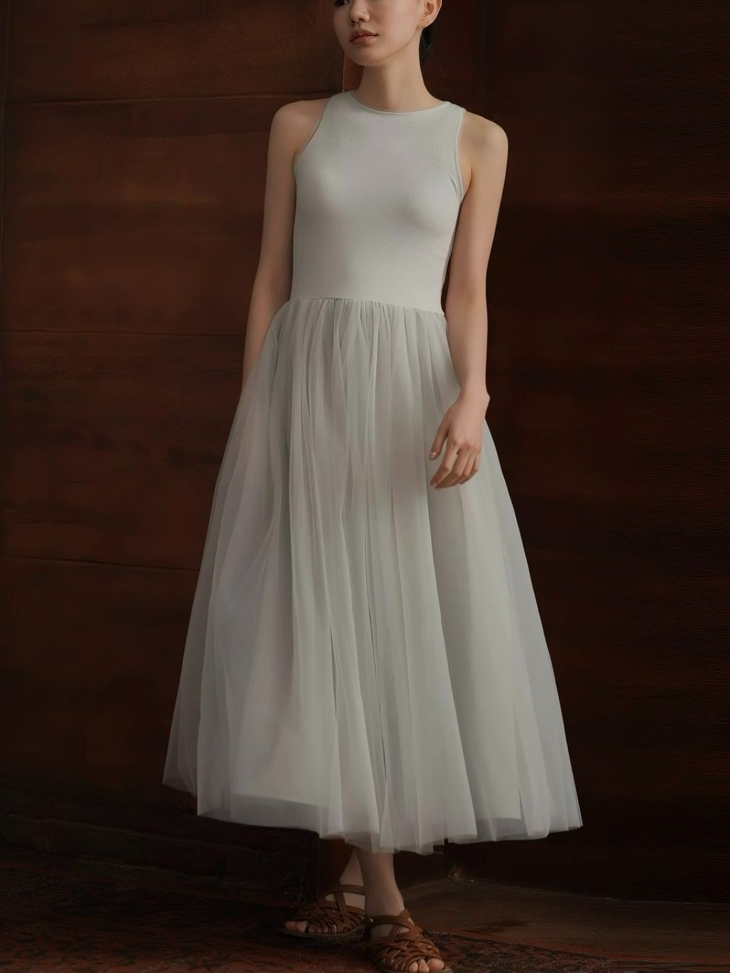 Harriet Knit-Mesh Panel Dress