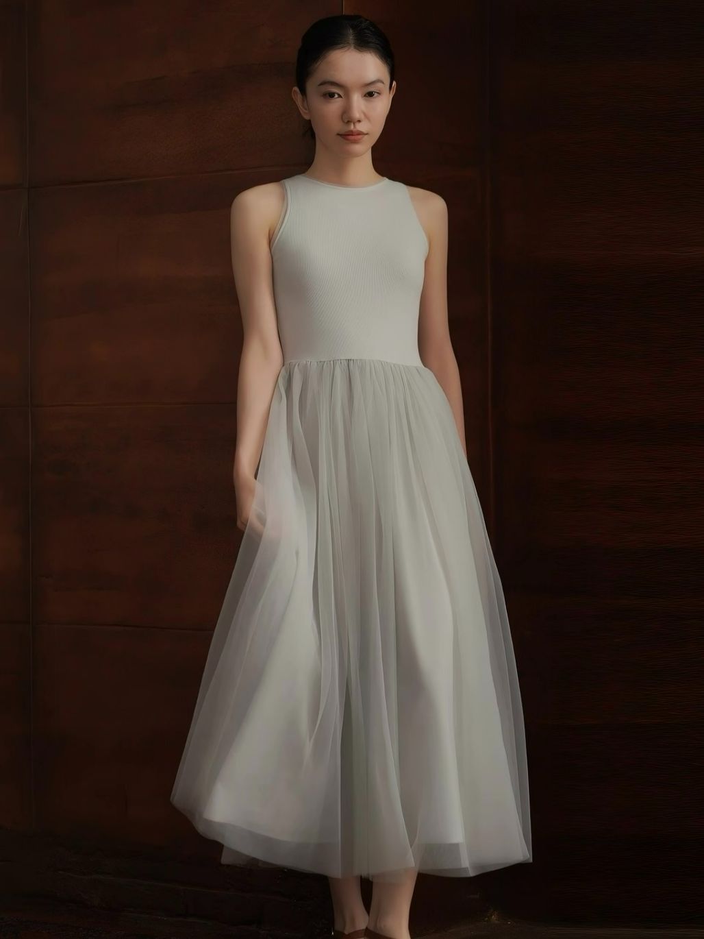 Harriet Knit-Mesh Panel Dress