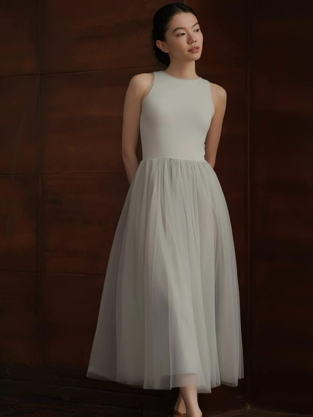 Harriet Knit-Mesh Panel Dress