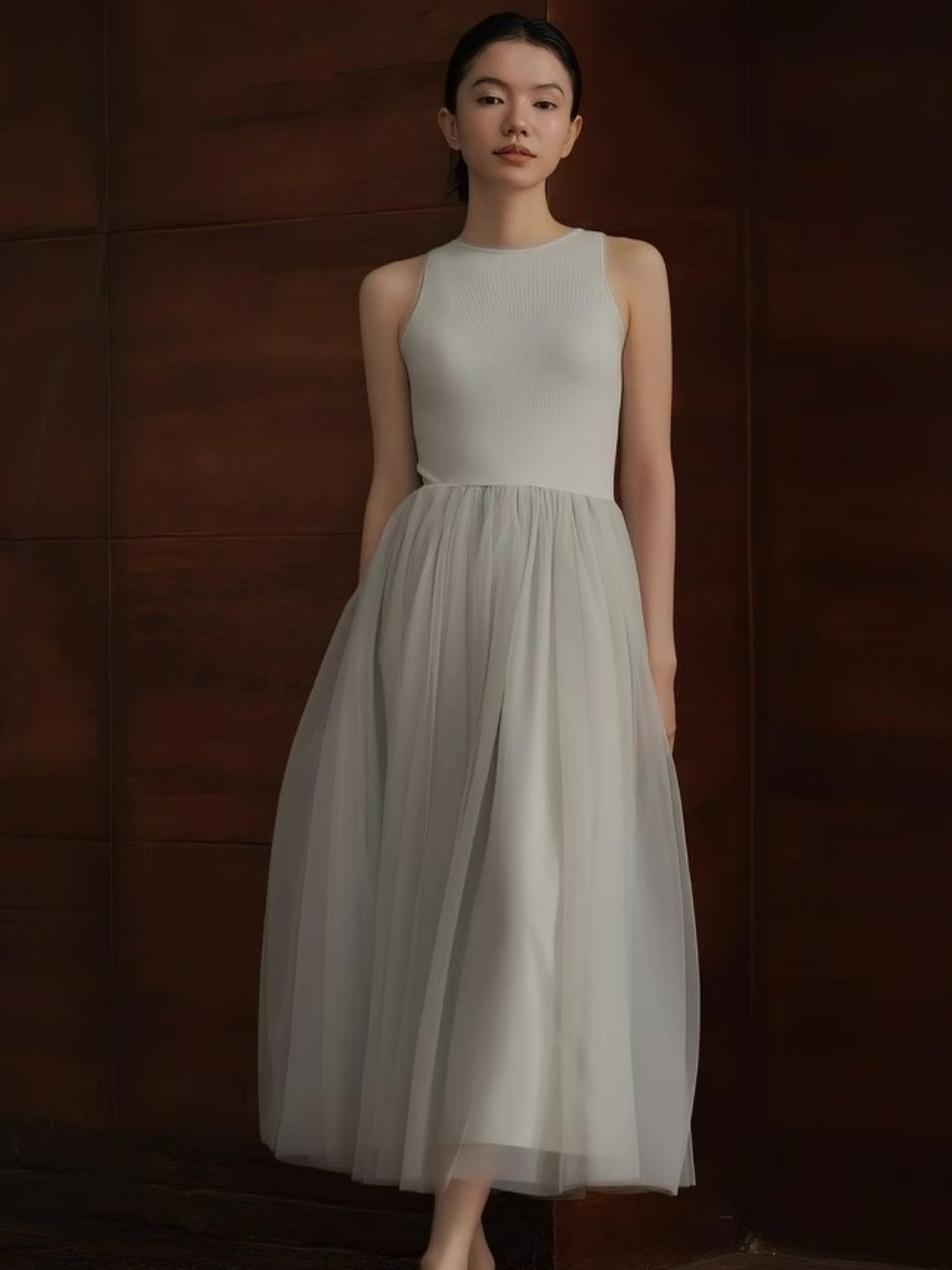 Harriet Knit-Mesh Panel Dress
