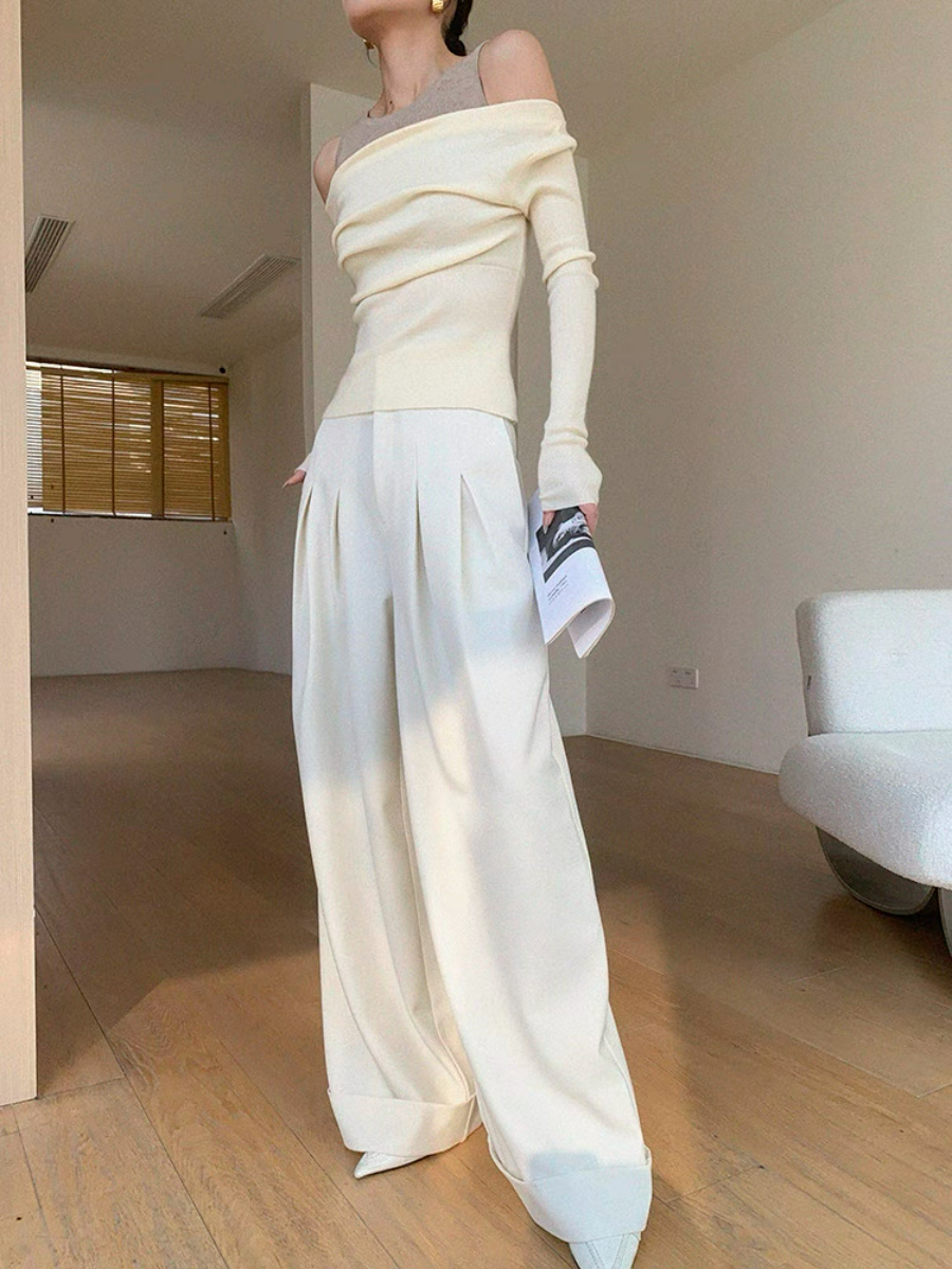 Xenay Colour Binding Fake Two Piece Knit Top