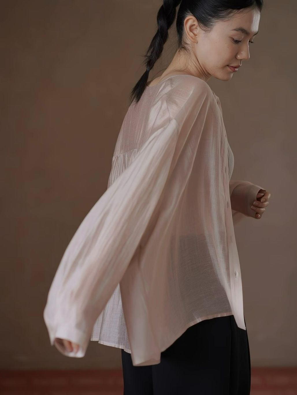 Haylee Lyocell Linen Blend Long Sleeve Top