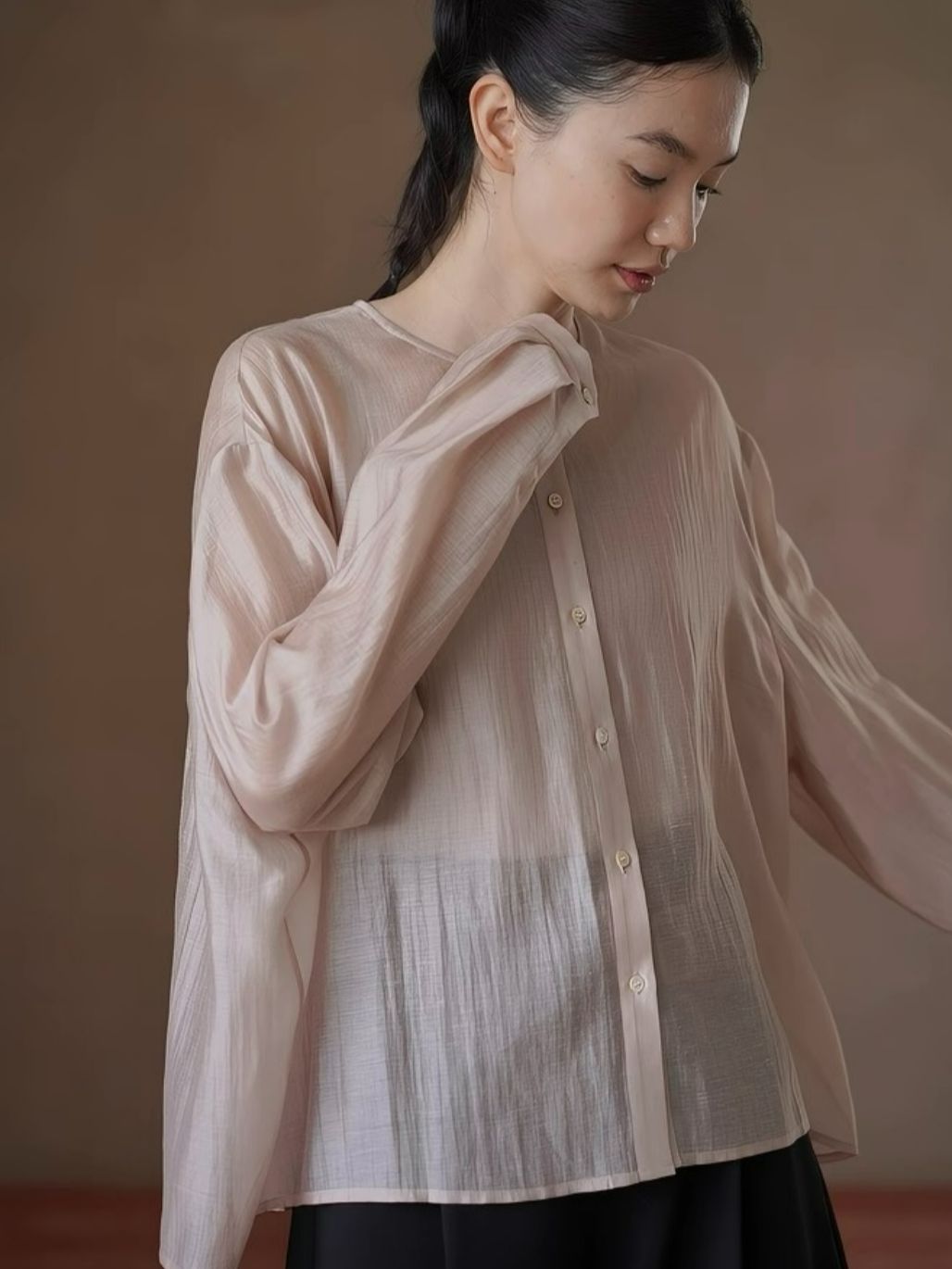 Haylee Lyocell Linen Blend Long Sleeve Top