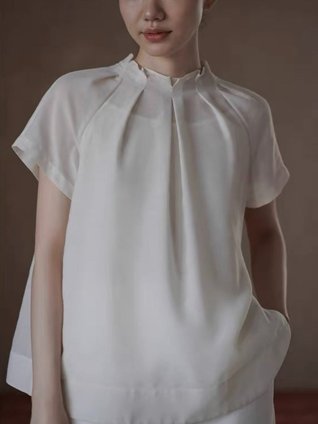 Harlyn Linen Blend Gathered Neck Top