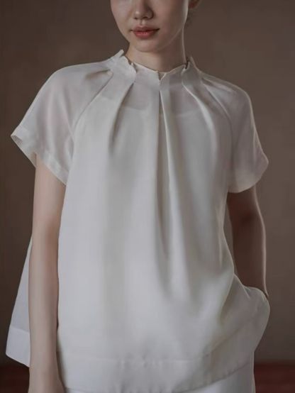 Harlyn Linen Blend Gathered Neck Top