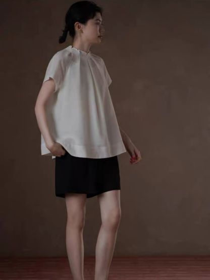 Harlyn Linen Blend Gathered Neck Top