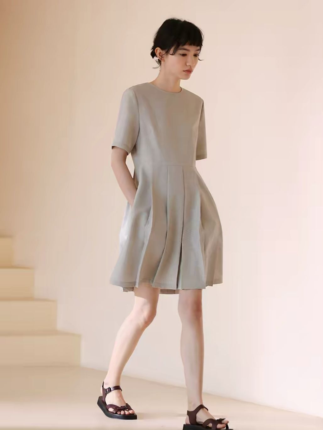 Heidy Textured Pleated Dress