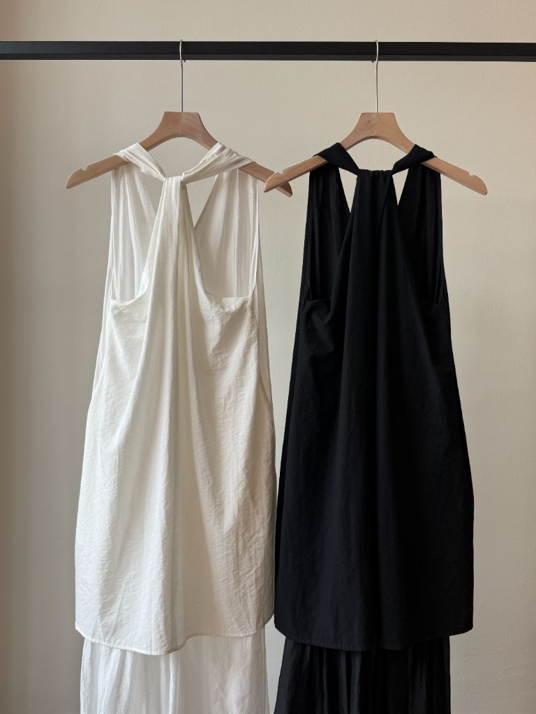 Veya Halter Neck sheer Flare Dress