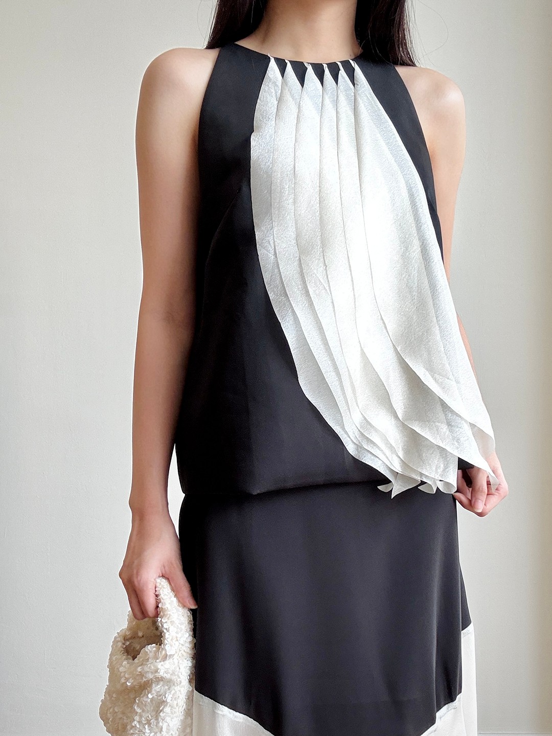 Moonzie Draped Fringe Halter Top