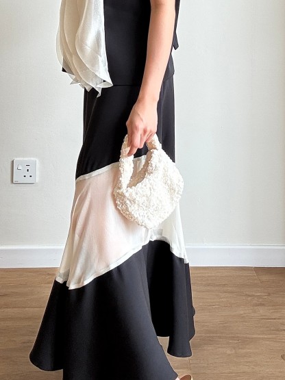 Moonrya Sheer Hem Panel Maxi Skirt
