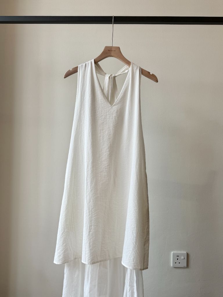 Veya Halter Neck sheer Flare Dress