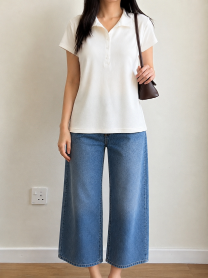 Neveah Buttoned Collar Top