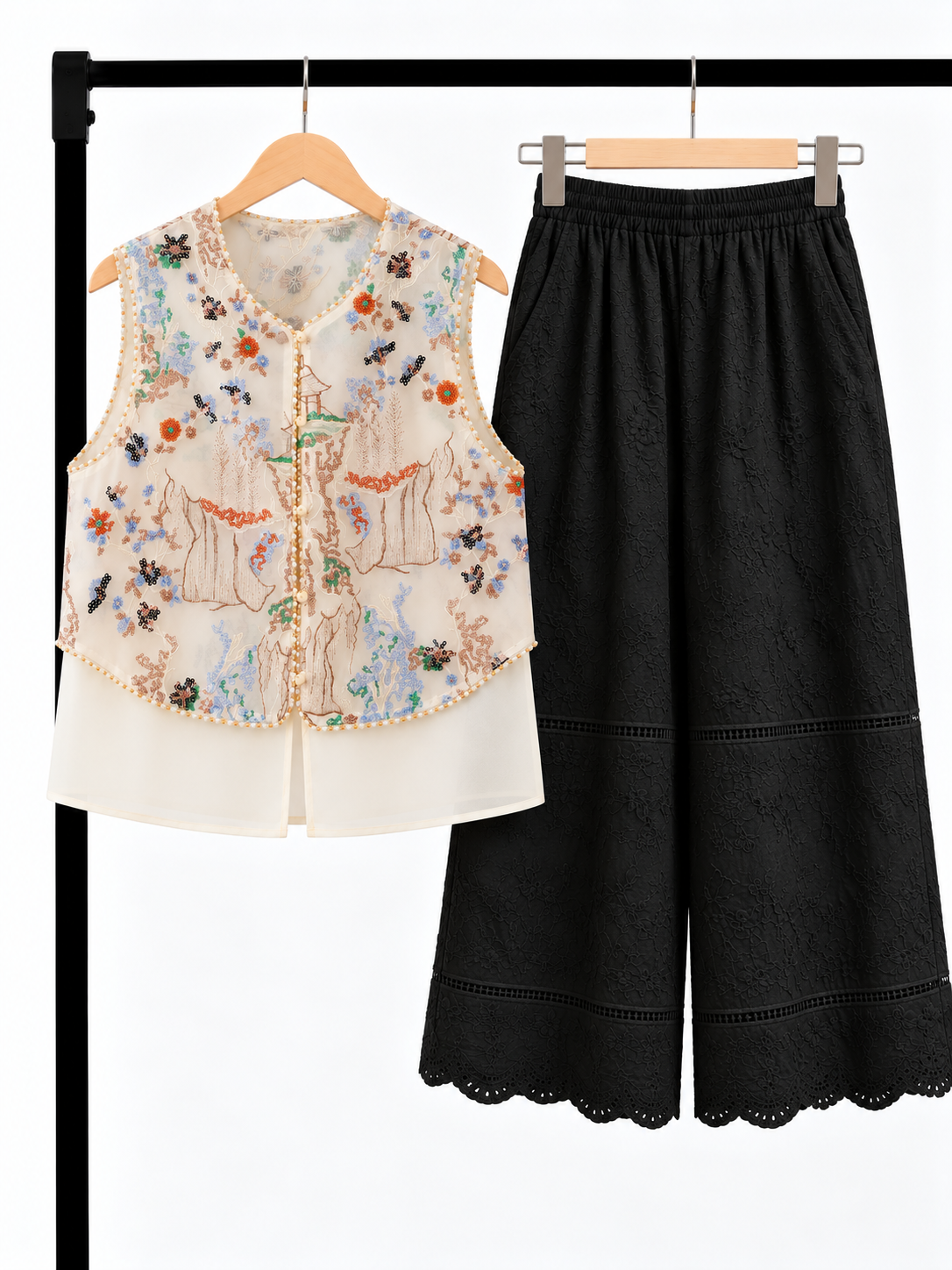 Ying Xue Floral-Embroidered Brocade Vest