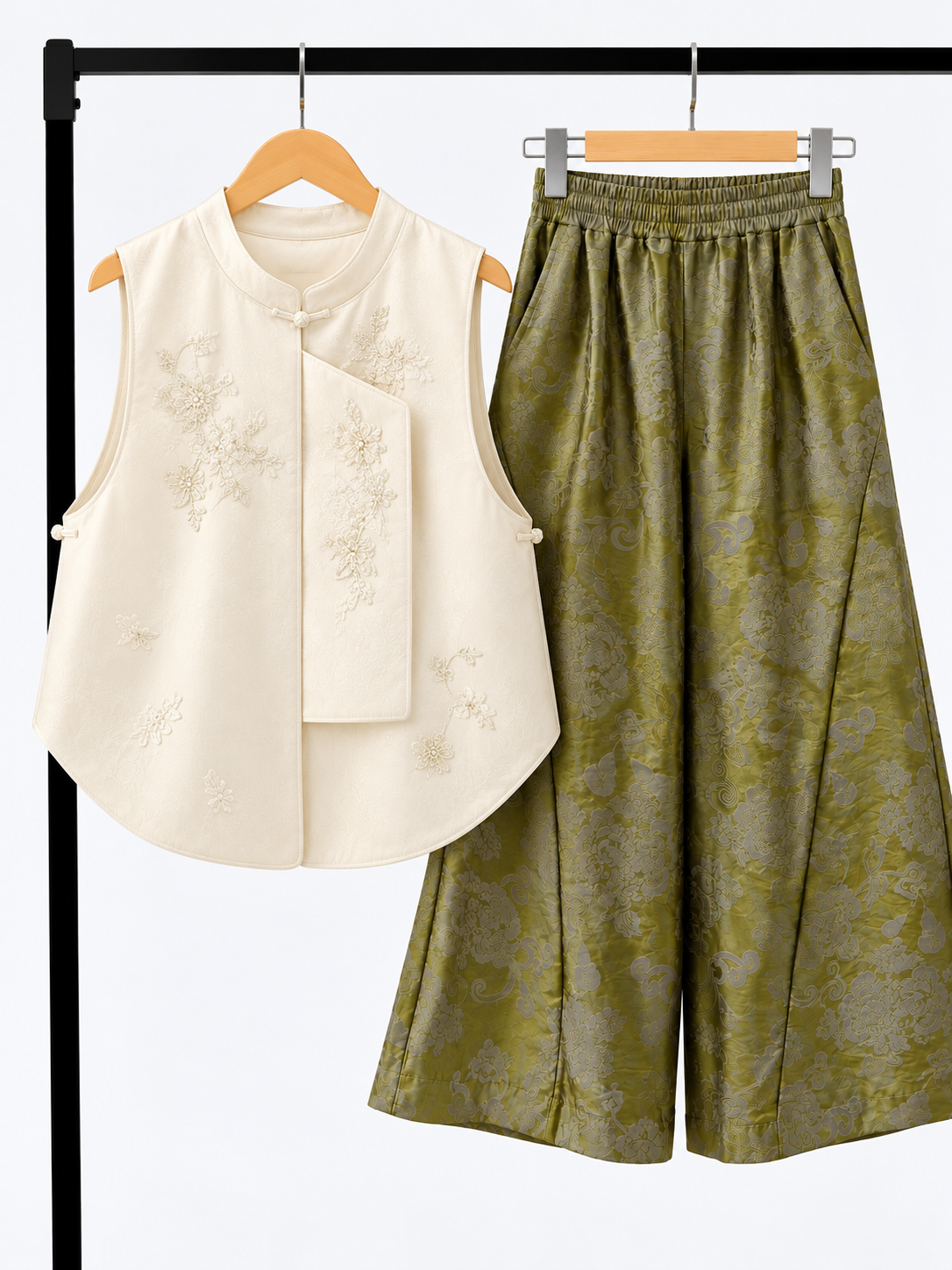 Yu Xuan Asymmetric Embroidered Oriental Vest