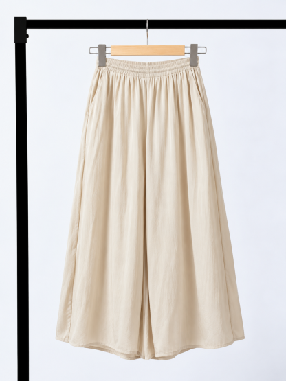Yan Hang Sofr-Draped Wide Leg Pants