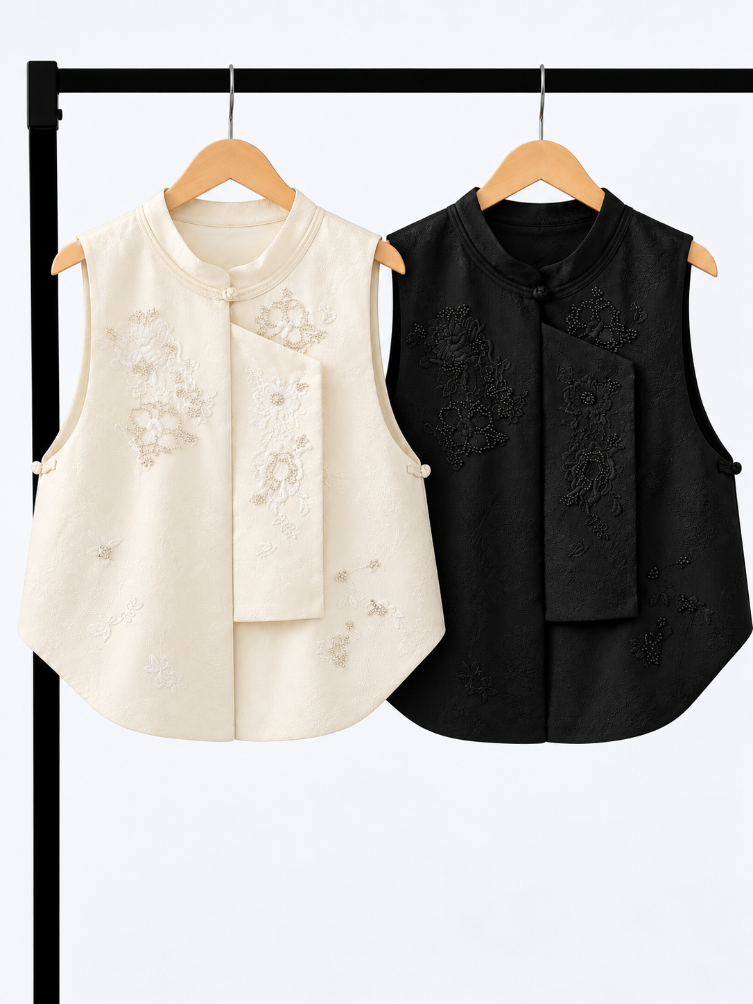 Yu Xuan Asymmetric Embroidered Oriental Vest