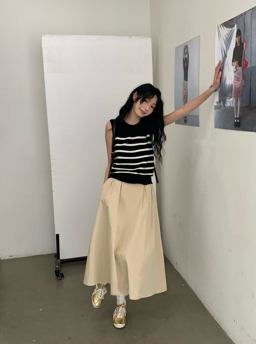 Hadriene Belted Cotton Skirt (Discounted-S, M, L size)-The Black Bow-