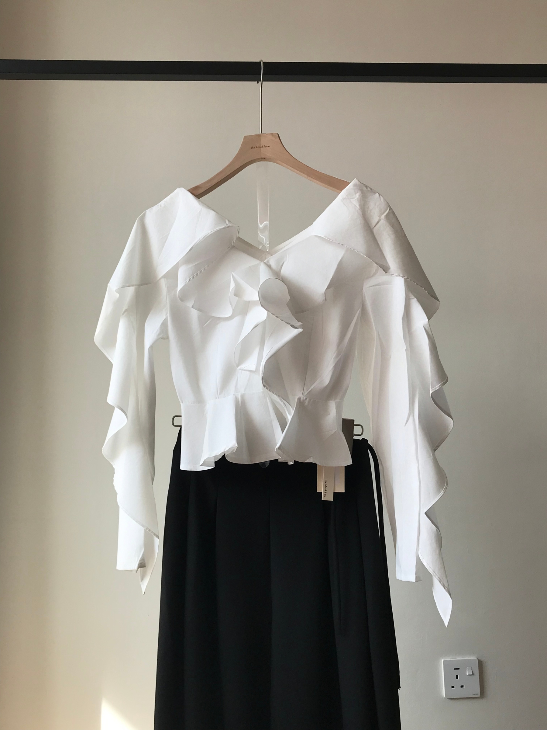 Vixie V-Neck Ruffle Trim Top