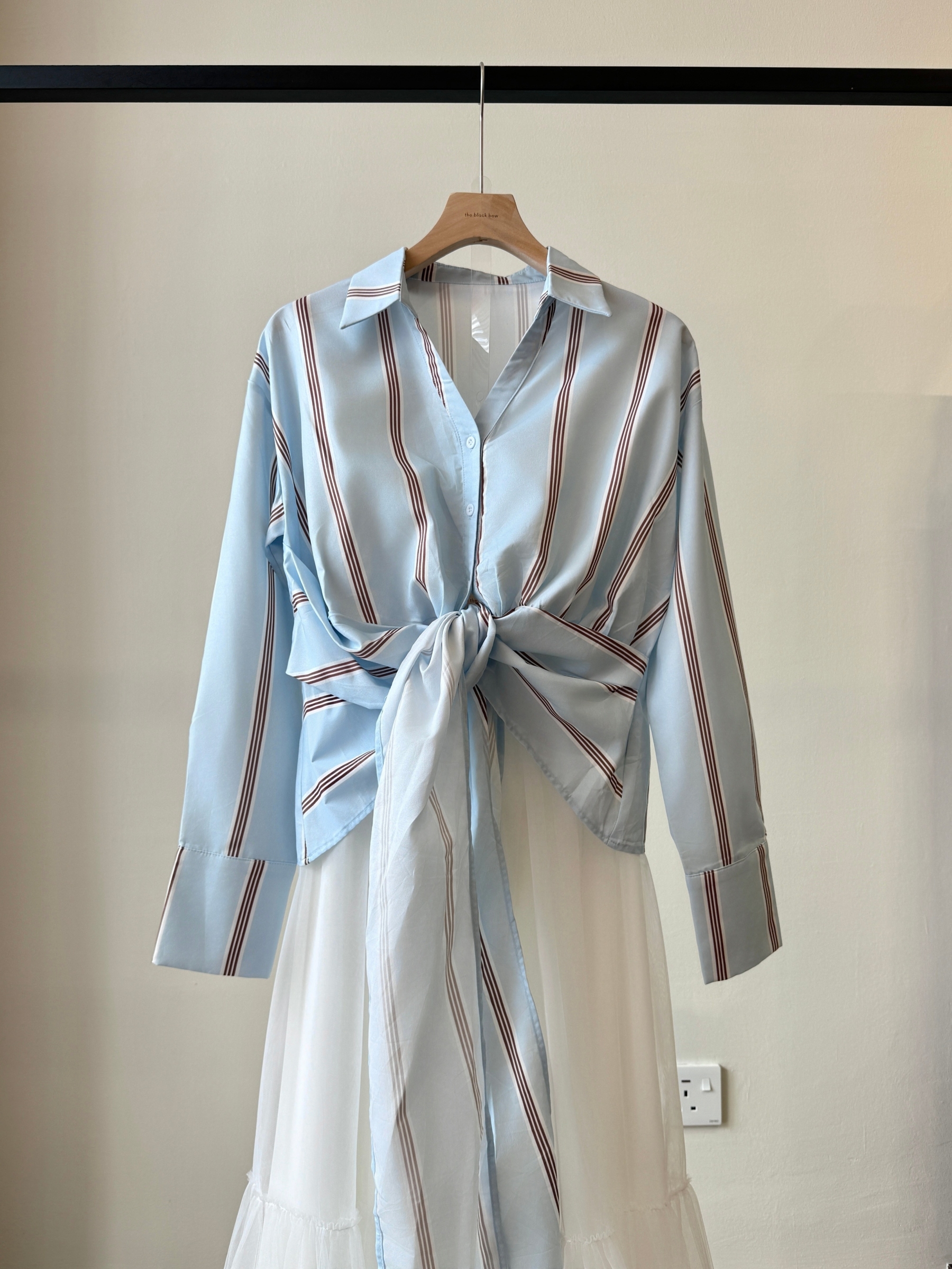 Venna Waist Tie Stripe Shirt