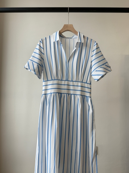 Vivianna Collar Stripe Shirt Dress