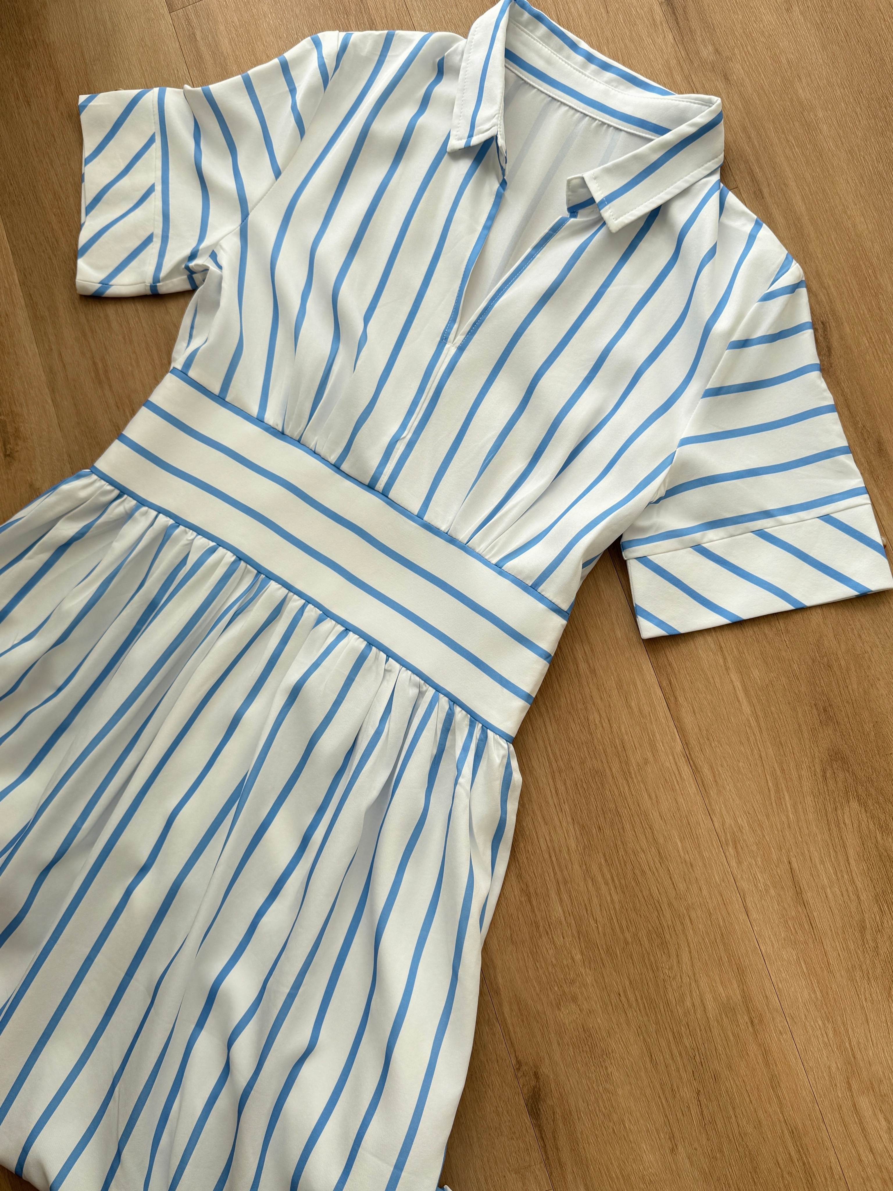 Vivianna Collar Stripe Shirt Dress
