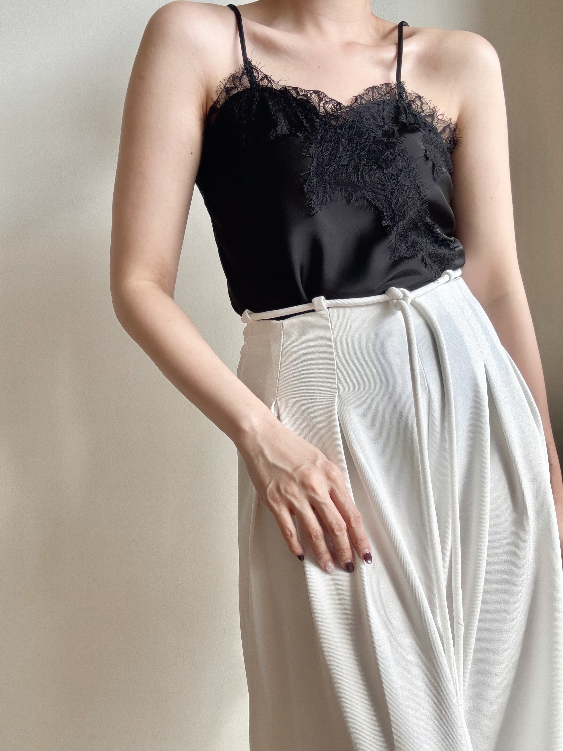 Veera Asymmetric Lacey Cami Top