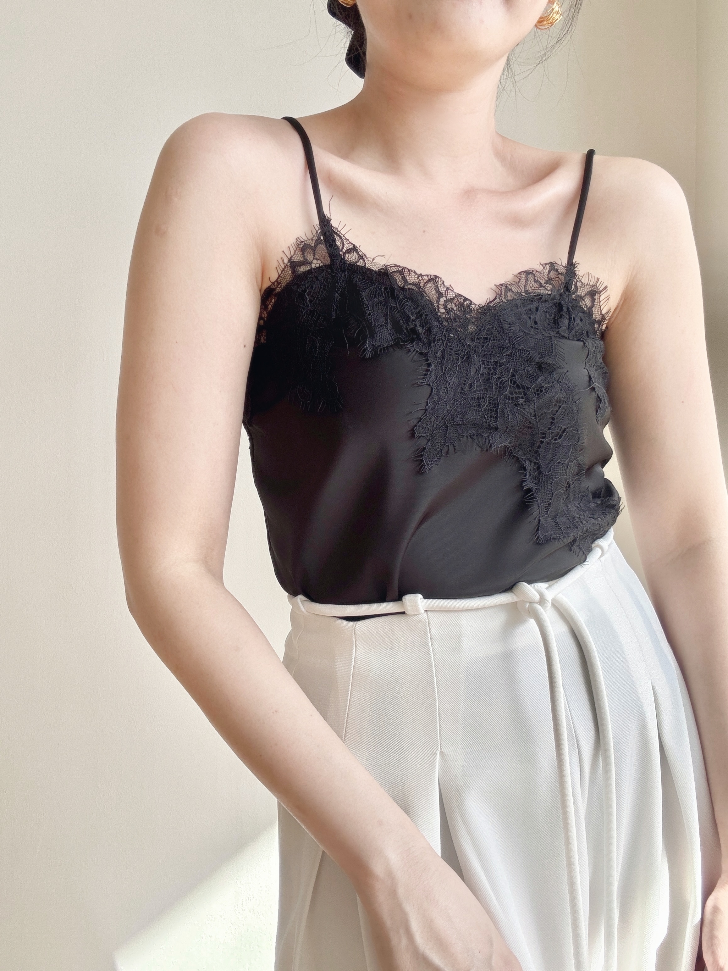 Veera Asymmetric Lacey Cami Top