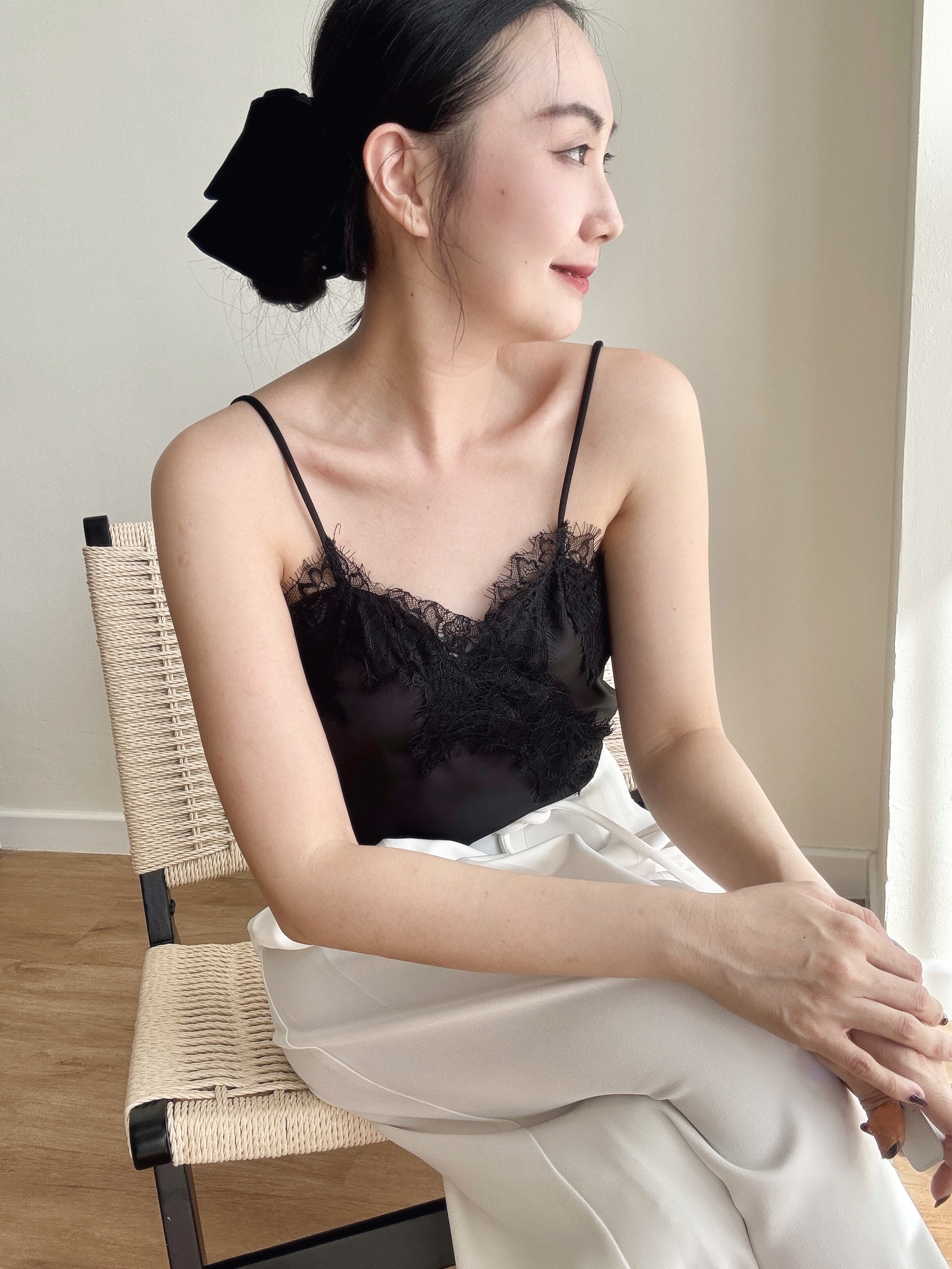 Veera Asymmetric Lacey Cami Top