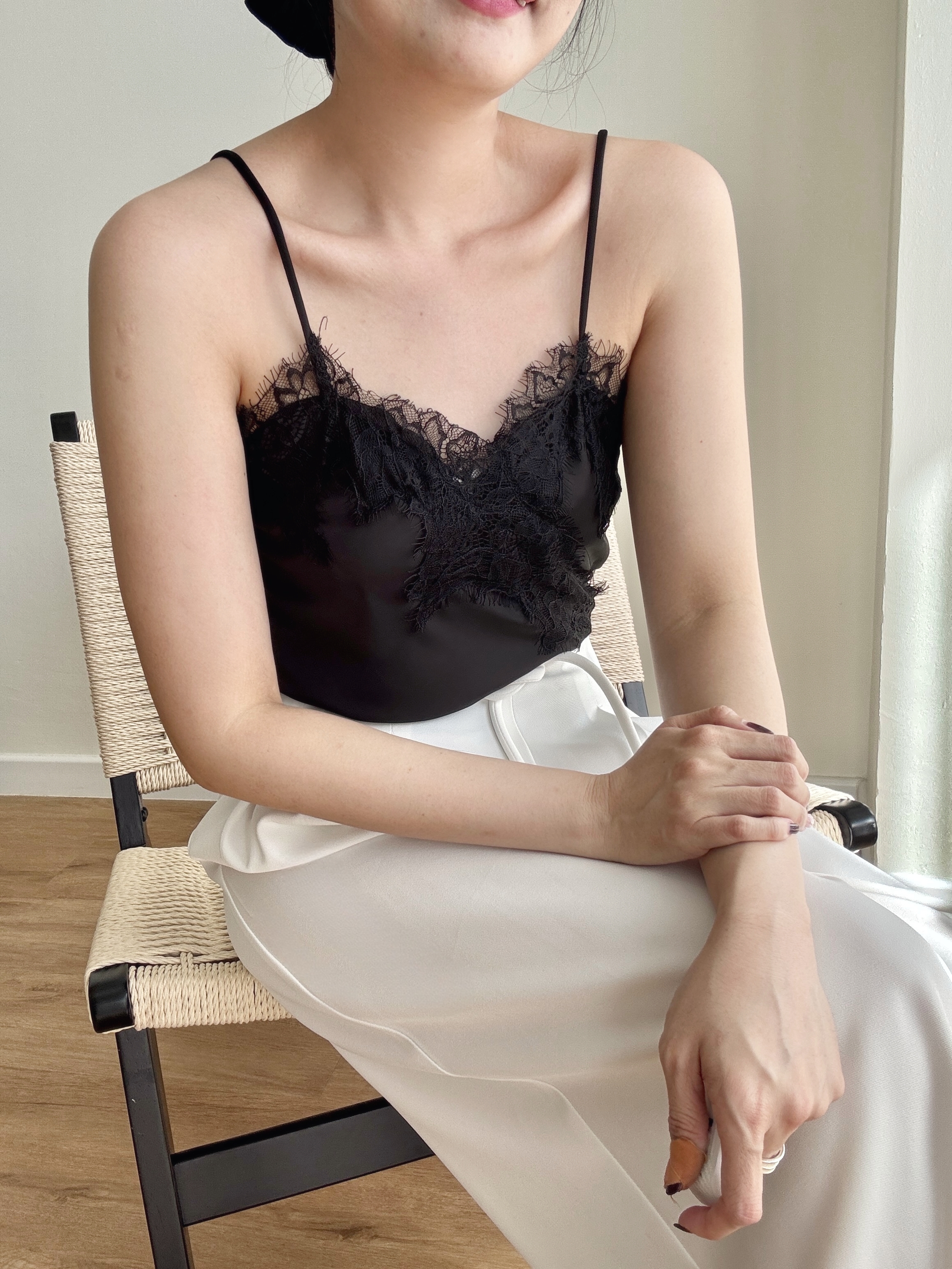 Veera Asymmetric Lacey Cami Top