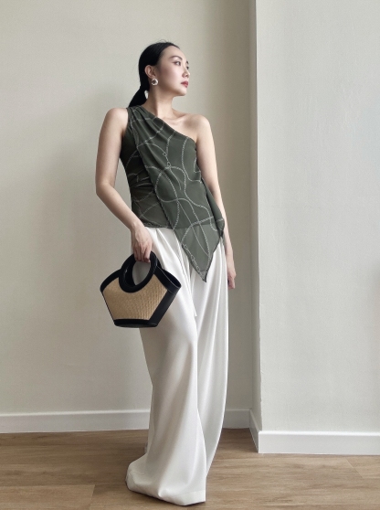 Wynna Graphic Print One Shoulder Top