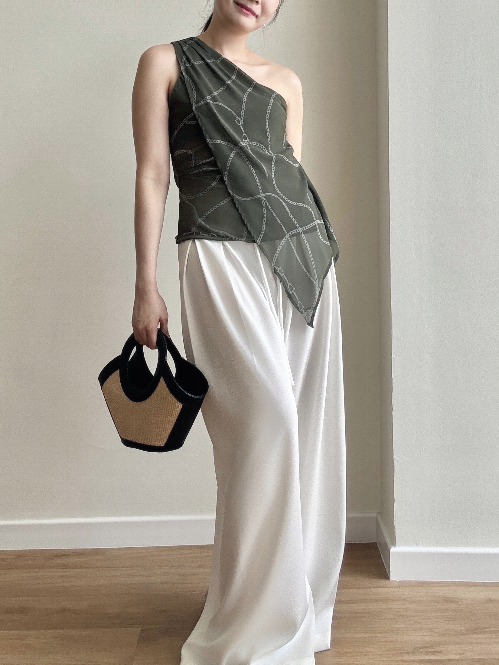 Wynna Graphic Print One Shoulder Top