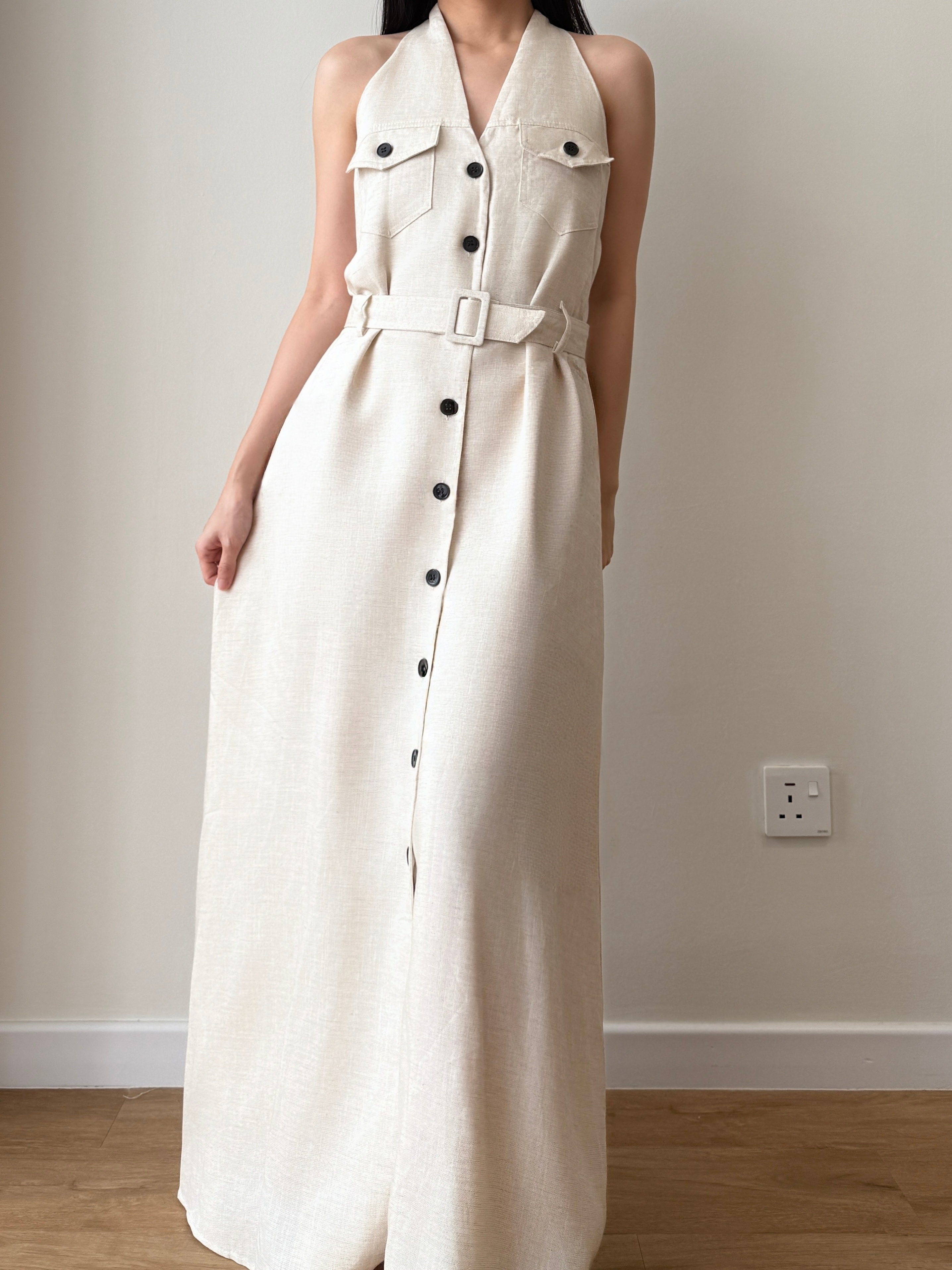 Yente V-Collar Button Down Dress