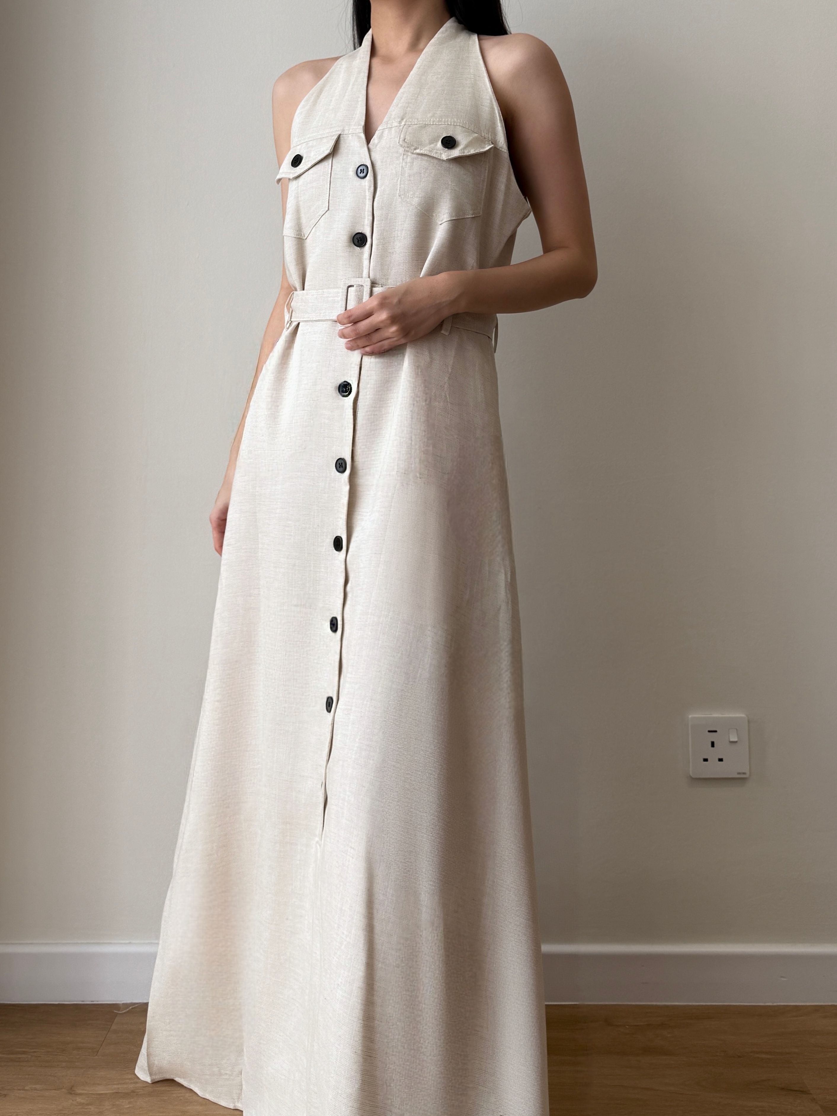 Yente V-Collar Button Down Dress