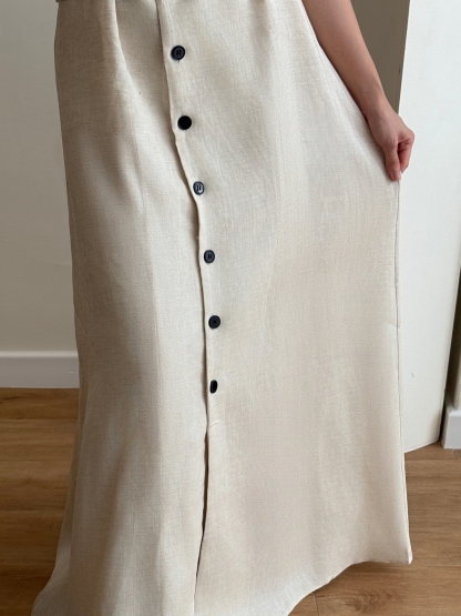 Yente V-Collar Button Down Dress