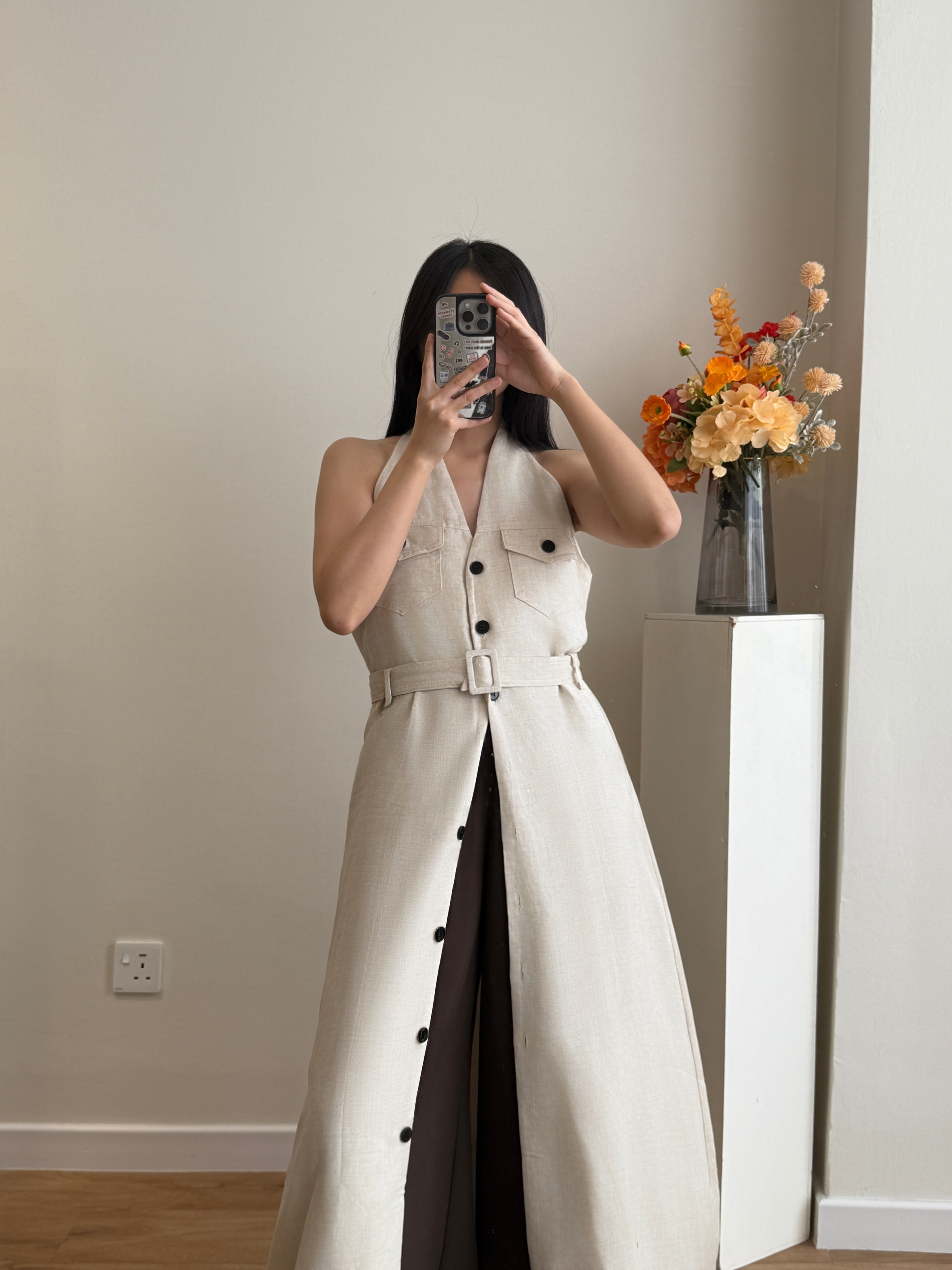 Yente V-Collar Button Down Dress