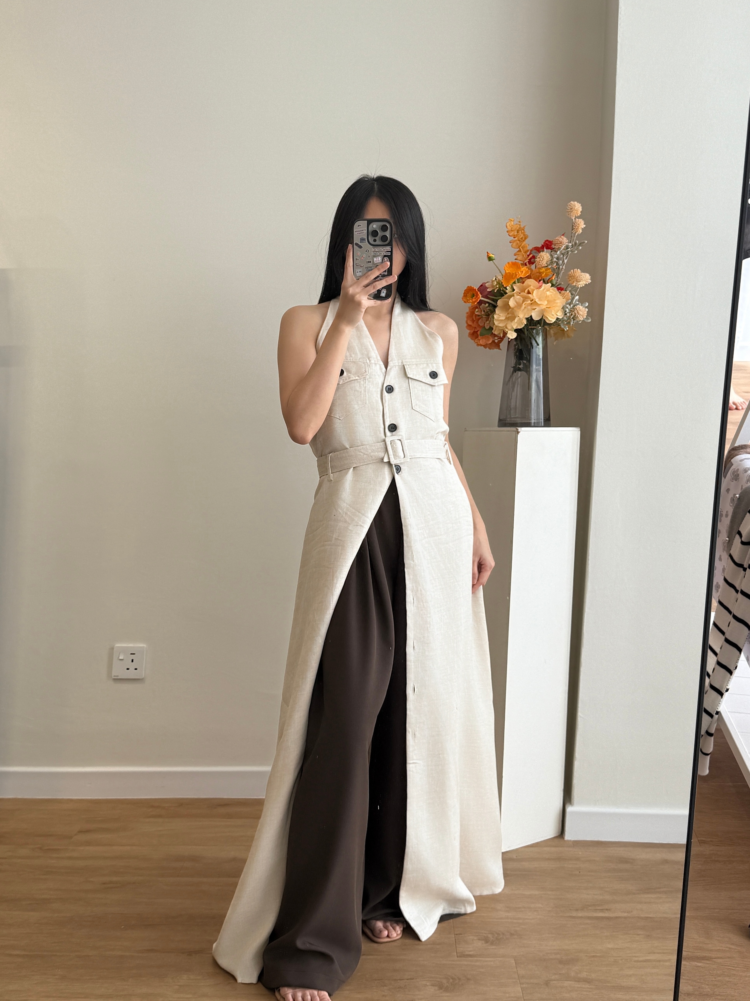 Yente V-Collar Button Down Dress